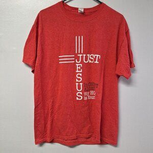Just Jesus Shirt Red Christ Alone Hope Found Adult Large Religious Church Pray